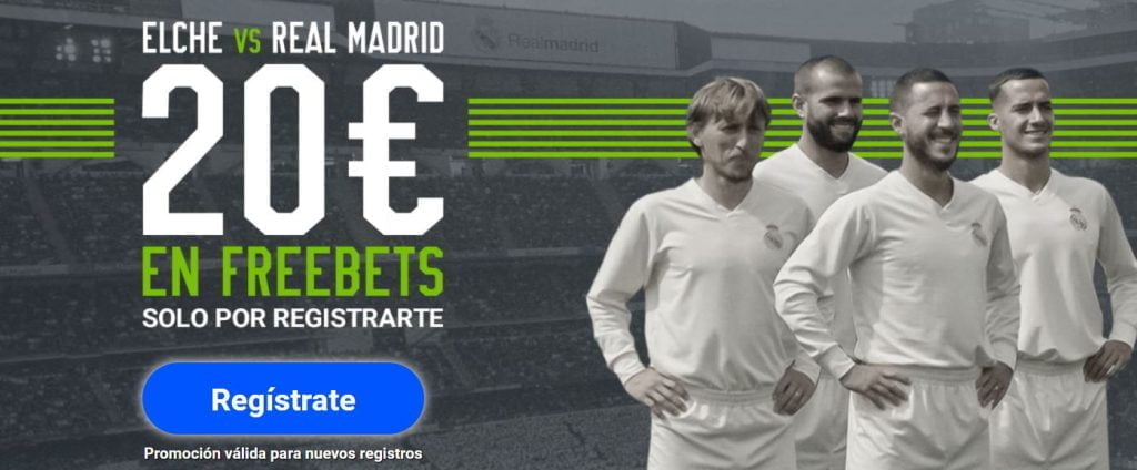 Bono sin depósito Codere para el Elche - Real Madrid: 20€ gratis 1 bono codere elche madrid