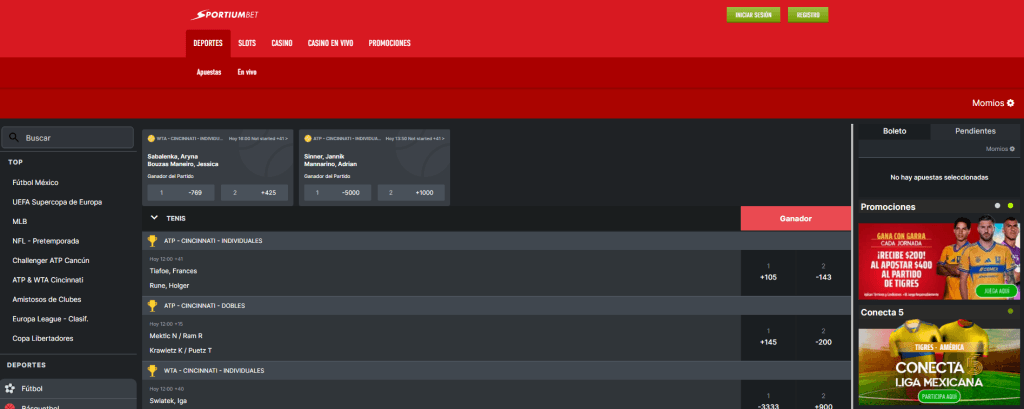 sportiumbet bono para tenis