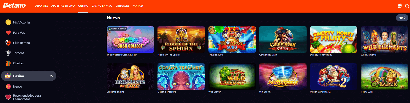 BETANO bono casino en vivo