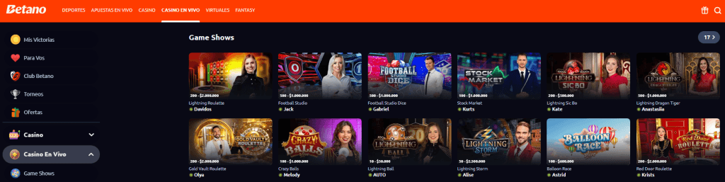 betano bono live casino